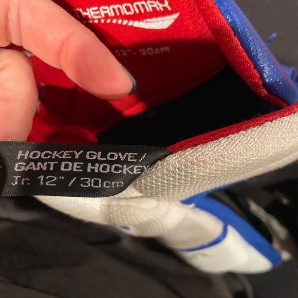 Bauer Red, Blue, and White Hockey Gloves - Picture 3 of 5